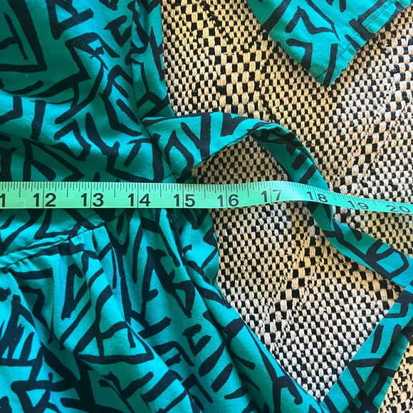 Fun turquoise 80s print shift-waist dress - Picture 6 of 7